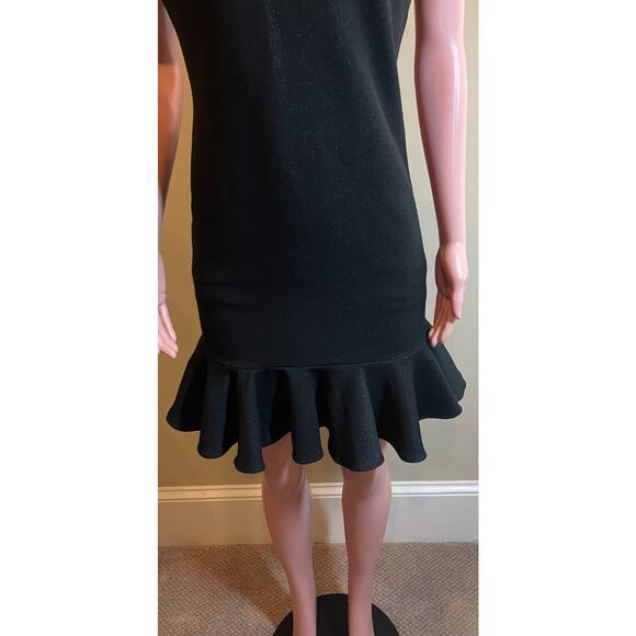 Halston Heritage Dress Womens S Black Ruffle Hem Mini Cocktail Party Minimalist - Picture 7 of 12